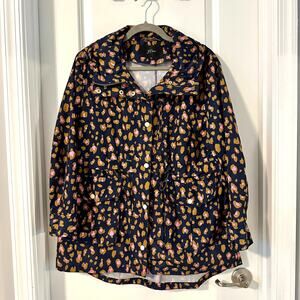 J. Crew Women's Leopard Rain Jacket Petite Medium EUC
